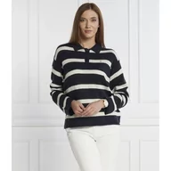 Swetry damskie - Tommy Hilfiger Wełniany sweter SOFT WOOL POLO-NK SWEATER | Regular Fit - miniaturka - grafika 1