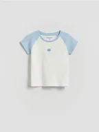 Bluzki dla niemowląt - Reserved - Prążkowany t-shirt - jasnoniebieski - miniaturka - grafika 1