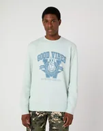 Bluzy męskie - Wrangler Varsity Męska Bluza Klasyczna Logo Nadruk Crew Surf W6G9I3X6U-L - miniaturka - grafika 1