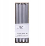 Świece - Świeca stołowa długa ryflowana DONAU HOME, lakierowana, 25x300 mm, 4 szt., srebrna - miniaturka - grafika 1