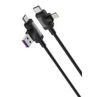 Kable USB - Kabel USB/USB Typ-C - USB Typ-C/Lightning XO NB237 4w1 3A 1 m Czarny - miniaturka - grafika 1
