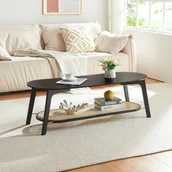 Ławy i stoliki kawowe - Stolik kawowy 'Taivalkoski' bambus 120 x 43 x 40 cm czarny / rattanowy wygląd - miniaturka - grafika 1