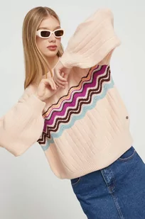Roxy sweter damski kolor różowy ciepły - Swetry damskie - miniaturka - grafika 1