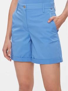 Tommy Hilfiger Szorty materiałowe WW0WW41769 Niebieski Regular Fit - Spodnie sportowe damskie - miniaturka - grafika 1