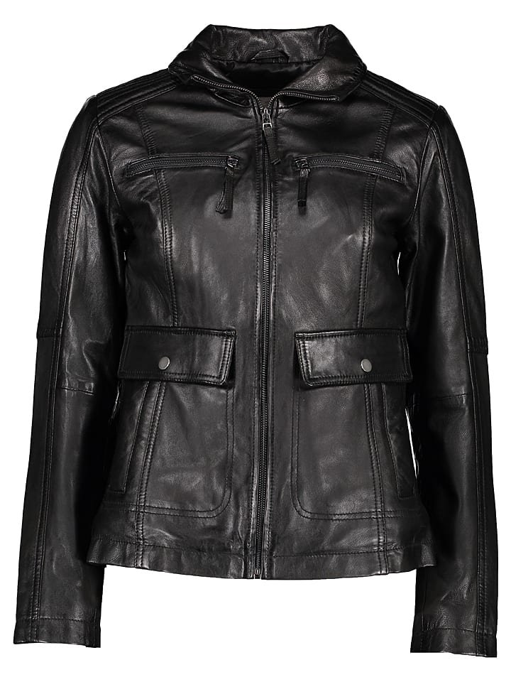 7eleven Skórzana kurtka w kolorze czarnym