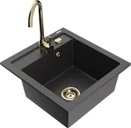 Zlewozmywaki z baterią - Mexen Vito zlewozmywak granitowy 1-komorowy z baterią kuchenną Telma, czarny nakrapiany - 6503-76-670200-50 - miniaturka - grafika 1