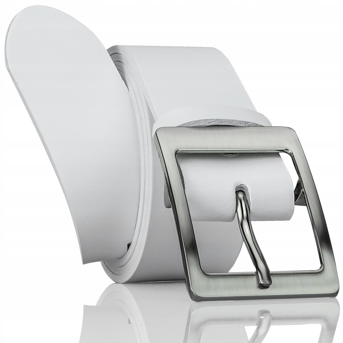 KLASYCZNY PASEK DO SPODNI GRACIO BIAŁY 150CM SKÓRA NATURALNA