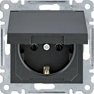 Gniazdka elektryczne - Hager Gniazdo Schuko z klapką Lumina - czarny mat - miniaturka - grafika 1