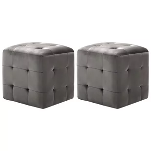 vidaXL Pufy, 2 szt., szare, 30 x 30 x 30 cm, aksamit - Taborety i hokery - miniaturka - grafika 1