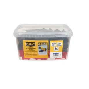 Zestaw do poziomowania płytek w wiaderku: Klipsy fuga 2 mm płytki 3-16 mm 100 sztuk + kliny 50 sztuk Hardy - Narzędzia glazurnicze - miniaturka - grafika 1