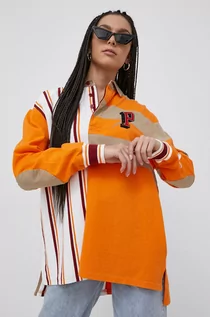 Koszulki i topy damskie - Puma longsleeve bawełniany Title Nine damska kolor pomarańczowy - grafika 1