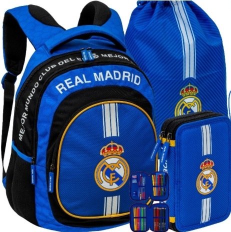 Real Madrid Pojemny Plecak Szkolny Młodzieżowy Sportowy 3w1 Duży Zestaw XXL