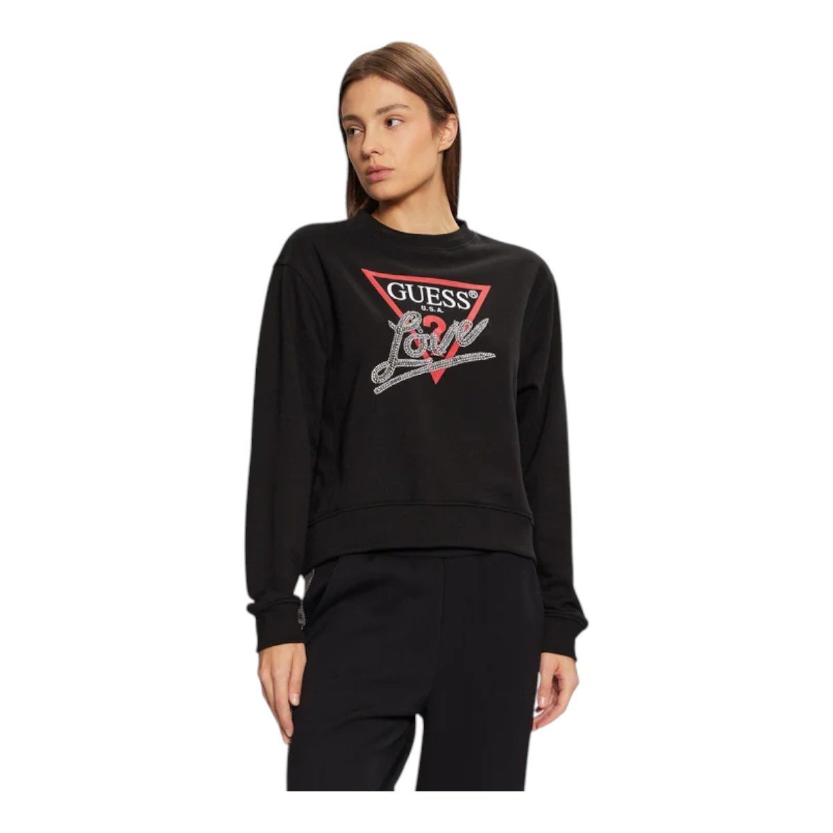 GUESS BLUZA DAMSKA CN LOVE TRIANGLE CZARNA r.S