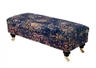 Ławki do przedpokoju - Kufer tapicerowany skrzynia QM-7 65cm EMRAWOOD Ornament vintage na granatowym - miniaturka - grafika 1