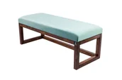 Ławki do przedpokoju - Ławka na buty LPG-2 120cm EMRAWOOD drewno lite kolor orzech siedzisko gładkie kolor miętowy - miniaturka - grafika 1