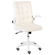 Fotele i krzesła biurowe - Beliani Krzesło biurowe DANDY Welur Złamana biel - miniaturka - grafika 1