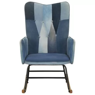 Fotel bujany, niebieski, patchwork jeansowy z płótna Lumarko - Fotele - miniaturka - grafika 3