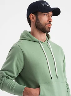Ombre Bluza męska dresowa kangurka z kapturem - zielona V3 OM-SSBN-0177 M - Bluzy męskie - miniaturka - grafika 1