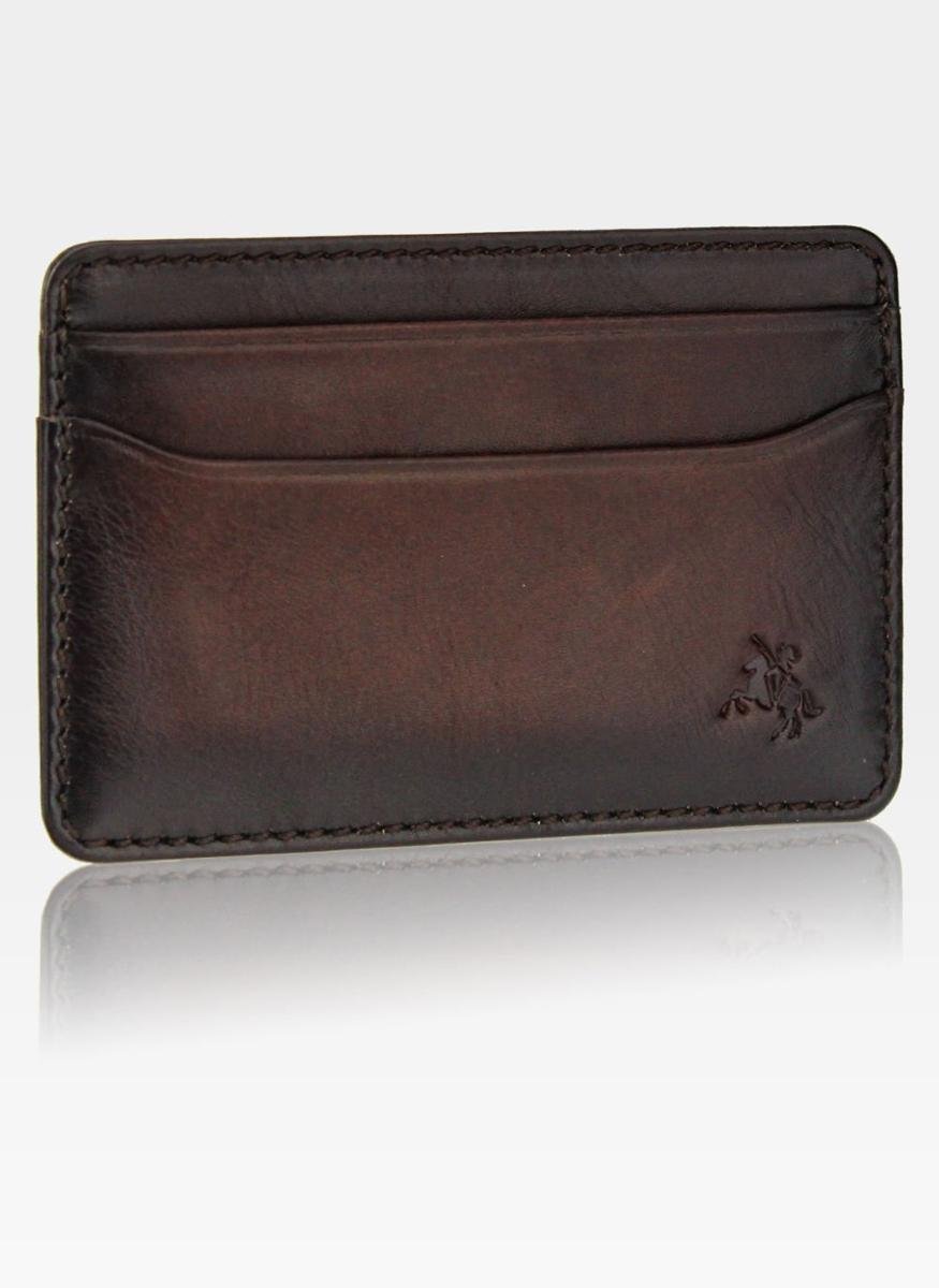 Etui Cardholder Męskie Skórzane Visconti Na Karty Slim Ciemny Brąz