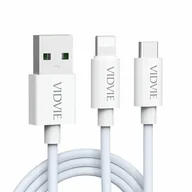 Kable USB - Kabel VIDVIE CB471 USB/Type-C + iPhone 5A, 1.2m biały - miniaturka - grafika 1