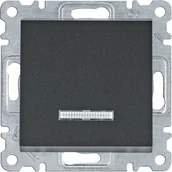 Wyłączniki światła i elektryczne - Hager Przycisk zwierny podświetlany Hager LUMINA - czarny mat - miniaturka - grafika 1