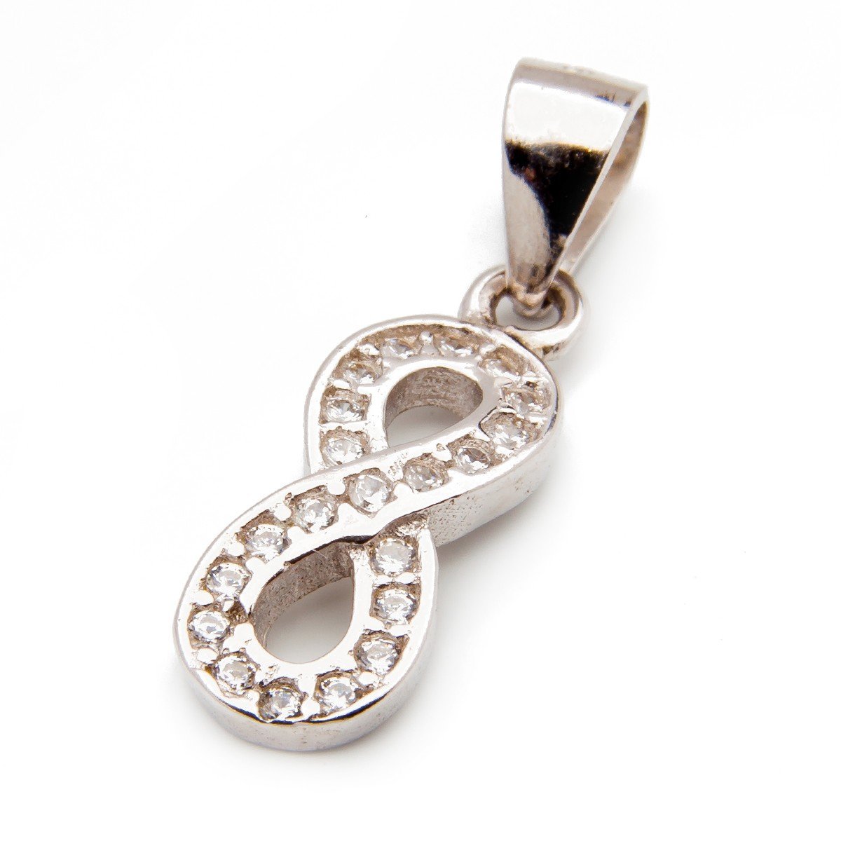 Srebrna zawieszka nieskończoność z cyrkoniami