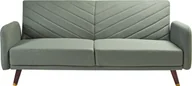 Sofy i kanapy - BELIANI Sofa rozkładana jasnozielona len syntetyczny 3-osobowa z funkcją spania retro - miniaturka - grafika 1
