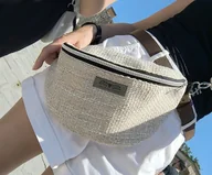Nerki - Beżowa nerka pleciony materiał boho na ramię - miniaturka - grafika 1
