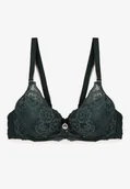 Biustonosze - Ciemnozielony Koronkowy Biustonosz Push Up Vectora - miniaturka - grafika 1