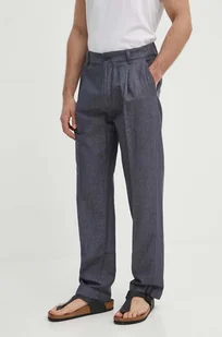 Pepe Jeans spodnie RELAXED PLEATED LINEN PANTS męskie kolor szary w fasonie chinos PM211700 - Spodnie męskie - miniaturka - grafika 1