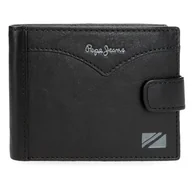 Portfele - Pepe Jeans Kurtka Poziomy Portfel Z Zamknięciem Click Czarny 11x8,5x1 cm Skóra by Joumma Bags, Czarny (Black), Talla única, Portfel poziomy z zapięciem na klik - miniaturka - grafika 1