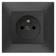 Gniazdka elektryczne - Czarne gniazdo pojedyncze z uziemieniem w ramce CARLA 1733-09 ELEKTRO-PLAST - miniaturka - grafika 1