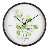 Zegary - Zielono-biały zegar w czarnej ramie Karlsson Eucalyptus, ø 26 cm - miniaturka - grafika 1