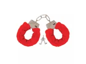 Dodatki do strojów karnawałowych - Kajdanki czerwone z futerkiem - 1 szt. - miniaturka - grafika 1