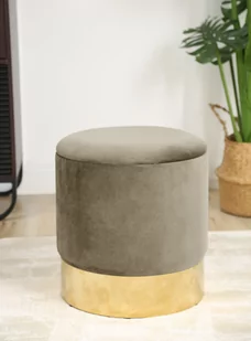 Pufa otwierana ze schowkiem welurowa GOLDEN Beżowa - Pufy i podnóżki - miniaturka - grafika 5