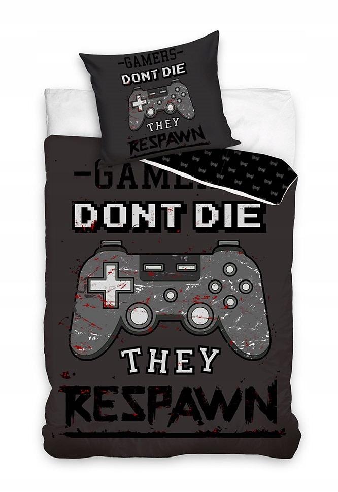 pościel młodzieżowa 140x200 Gamer pad X-box czarna grafitowa