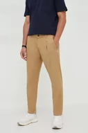 Spodnie męskie - United Colors of Benetton spodnie bawełniane kolor beżowy proste - miniaturka - grafika 1