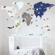 Naklejki na ścianę - Naklejka ścienna kolorowa mapa świata zwierzęta - miniaturka - grafika 1