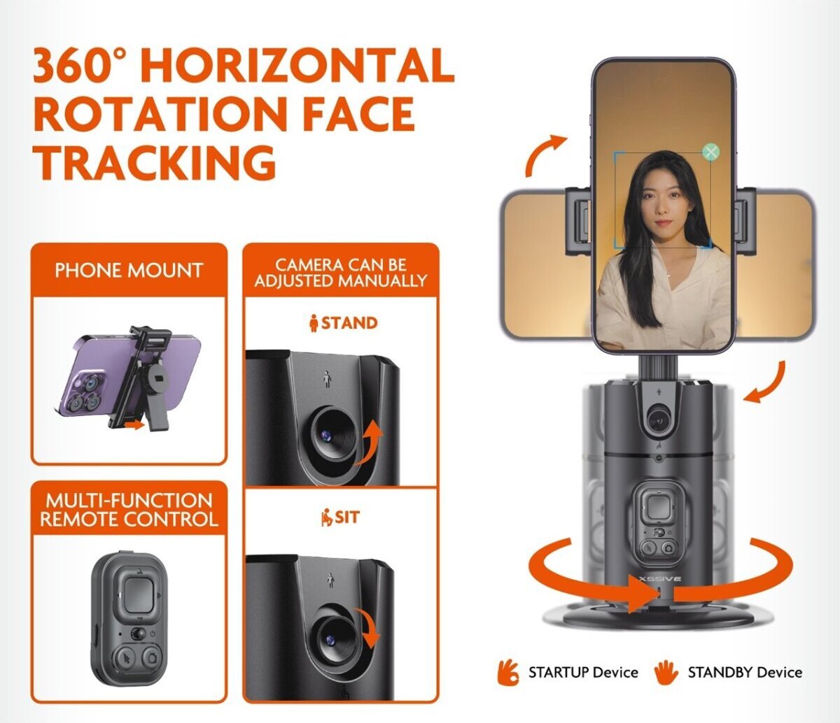 Xssive AI Face Tracking Desktop Selfie Stick XSS-FT02