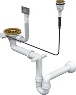 QUADRON Syfon zlewu 90 mm prostokąt 1-KOMOROWY AUTOMAT oszczędzający miejsce złoty QUADRON - Syfony - miniaturka - grafika 4