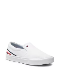 Trampki męskie - Tommy Hilfiger Tenisówki Lightweight Stripes Slip On FM0FM03613 Biały - grafika 1