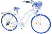 Rowery - Dallas Bike Cruiser 7Spd Alu 28 cali Damski Biały z niebieskim - miniaturka - grafika 1