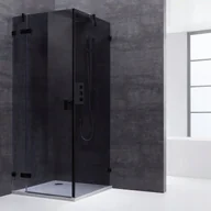 Kabiny prysznicowe - EAGO Kabina Prysznicowa 100x100 Easy Clean 8mm Czarna - miniaturka - grafika 1