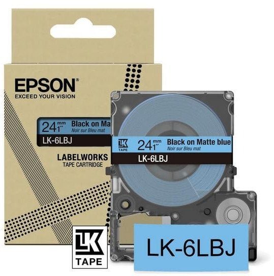 Epson LabelWorks LK-6LBJ - Schwarz auf Mattblau - Rolle 2,4 cm x 8 m 1 Kassetten Hangebox - Band - fur LabelWorks LW-C610