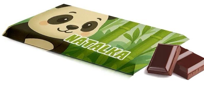 Czekolada personalizowana z imieniem - uroczy motyw pandy dla dzieci