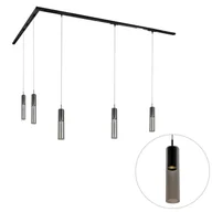 Lampy sufitowe - QAZQA Nowoczesny system oświetlenia szynowego z 5 czarnymi lampami wiszącymi 1-fazowymi - Iconic Lloyd - miniaturka - grafika 1