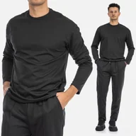 Dresy męskie - Komplet Męski Bluzka Longsleeve Spodnie Materiałowe Czarny Frilivin BM2055 Czarny XXL - miniaturka - grafika 1