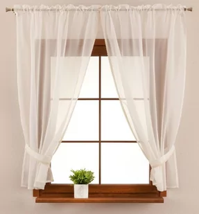 Dekoria Firany Lily 2 szt z koronką krótkie ecru 140x170 cm Woale 466-900-01 - Firany - miniaturka - grafika 1
