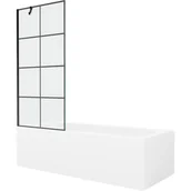 Wanny - Mexen Vega wanna prostokątna 170 x 70 cm z obudową i parawanem 1-skrzydłowym 80 cm, czarny wzór - miniaturka - grafika 1