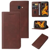 Etui i futerały do telefonów - Dla Samsung Galaxy Xcover 4s Magnetyczne zamknięcie Skórzane etui na telefon Brown - miniaturka - grafika 1